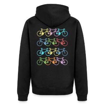 Fahrrad Rennrad Mountainbike Radsport Geschenk - Unisex Premium Bio Zip Hoodie - Schwarz - Hinten - Nico (187cm)