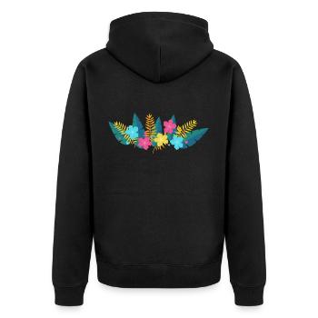 Hibiskus Palme - Unisex Premium Bio Zip Hoodie - Schwarz - Hinten - Nico (187cm)