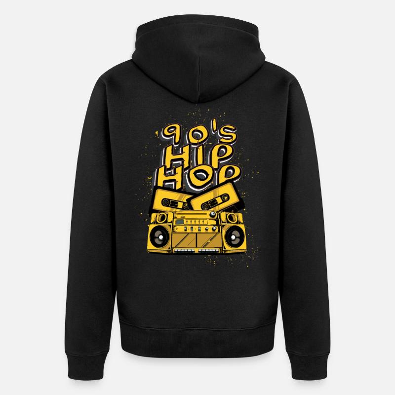 90's rap old school des années 90 - Veste à capuche bio Premium Unisexe - noir