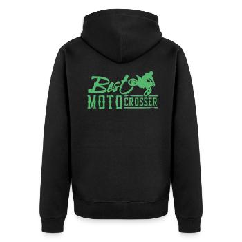 Motorcross - Unisex Premium Bio Zip Hoodie - Schwarz - Hinten - Nico (187cm)