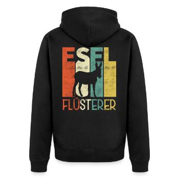 Retro Esel Flüsterer Besitzer - Unisex Premium Bio Zip Hoodie - Schwarz - Hinten - Nico (187cm)
