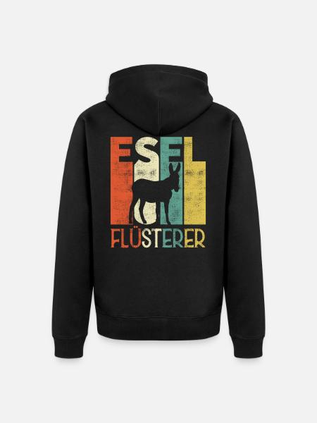 Retro Esel Flüsterer Besitzer - Unisex Premium Bio Zip Hoodie - Schwarz