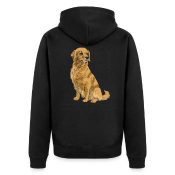 Golden retriever - Unisex Premium Organic Zip Hoodie - black - Back - Nico (187cm)