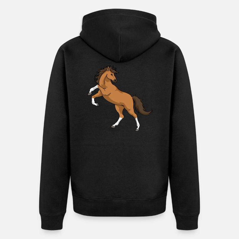 Pferd - Unisex Premium Bio Zip Hoodie - Schwarz