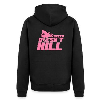 Motocrosserin Motocross Motocrosser Motorrad Biker - Unisex Premium Bio Zip Hoodie - Schwarz - Hinten - Nico (187cm)
