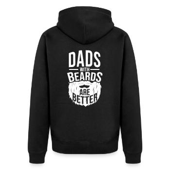 Vater Papa Bärte Bart Bartig Schnurbart Dad - Unisex Premium Bio Zip Hoodie - Schwarz - Hinten - Nico (187cm)