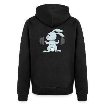 Hase Training - Unisex Premium Bio Zip Hoodie - Schwarz - Hinten - Nico (187cm)