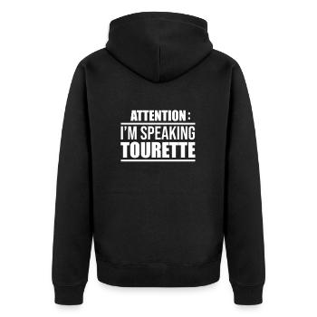 Tourette Syndrom - Unisex Premium Bio Zip Hoodie - Schwarz - Hinten - Nico (187cm)