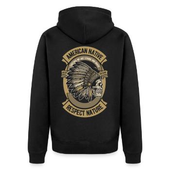 American Native Indianer Skull Respect Nature - Unisex Premium Bio Zip Hoodie - Schwarz - Hinten - Nico (187cm)