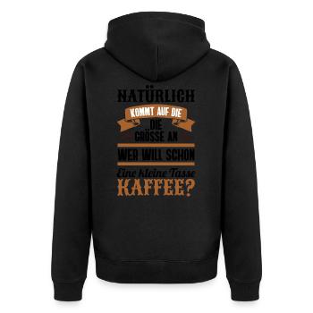 Kaffee Trinker Geschenk • Lustige Sprüche Shirt - Unisex Premium Bio Zip Hoodie - Schwarz - Hinten - Nico (187cm)