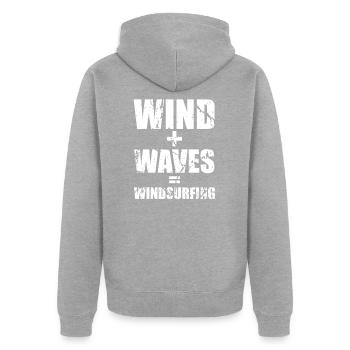 Windsurfen - Unisex Premium Bio Zip Hoodie - Grau meliert - Hinten - Nico (187cm)