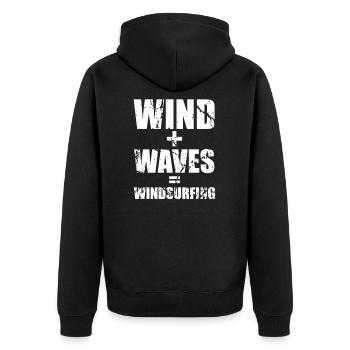 Windsurfen - Unisex Premium Bio Zip Hoodie - Schwarz - Hinten - Nico (187cm)