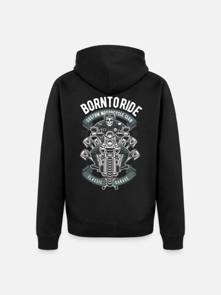 Born To Ride Skull Motocycliste Skull - Veste à capuche bio Premium Unisexe - noir