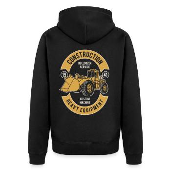 Construction Worker Bulldozer Excavator Heavy Machinery - Unisex Premium Organic Zip Hoodie - black - Back - Nico (187cm)