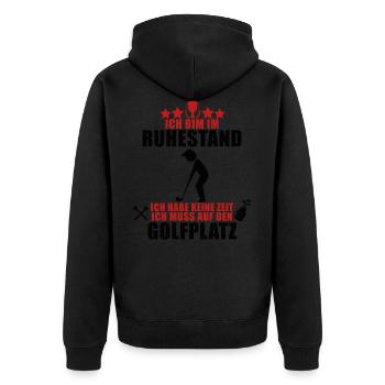 Golfer Geschenk • Golfplatz • Rentner Shirt - Unisex Premium Bio Zip Hoodie - Schwarz - Hinten - Nico (187cm)