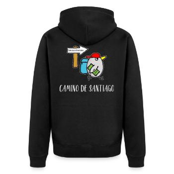 Way of St. James Spain Pilgrims Camino De Santiago - Unisex Premium Organic Zip Hoodie - black - Back - Nico (187cm)