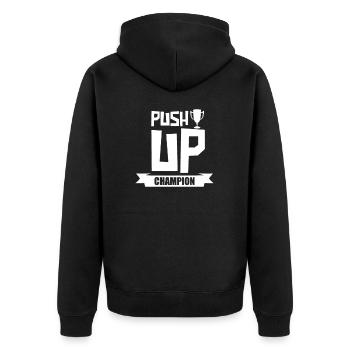Push-ups - Unisex Premium Organic Zip Hoodie - black - Back - Nico (187cm)