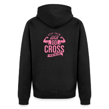 Crosstrainer - Unisex Premium Bio Zip Hoodie - Schwarz - Hinten - Nico (187cm)