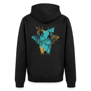Wolf Spirit Animal Wolfpack Vollmond - Unisex Premium Bio Zip Hoodie - Schwarz - Hinten - Nico (187cm)