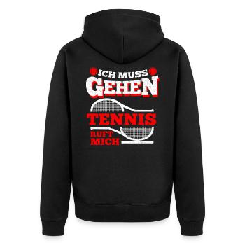 Tennis is calling funny shirt for tennis players - Unisex Premium Organic Zip Hoodie - black - Back - Nico (187cm)