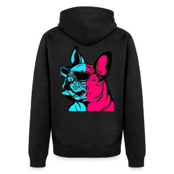 French Bulldog Cool Sunglasses Dog - Unisex Premium Organic Zip Hoodie - black - Back - Nico (187cm)