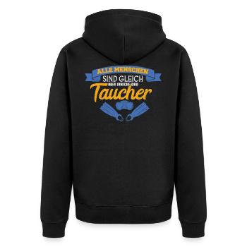 Tauchen Taucher - Unisex Premium Bio Zip Hoodie - Schwarz - Hinten - Nico (187cm)
