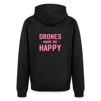 Drone - Unisex Premium Organic Zip Hoodie - black - Back - Nico (187cm)