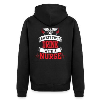 Infirmière Infirmière Infirmière - Veste à capuche bio Premium Unisexe - noir - Dos - Nico (187cm)