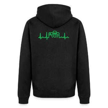 Fotografie Herzschlag Fotograf Hearbeat Geschenk - Unisex Premium Bio Zip Hoodie - Schwarz - Hinten - Nico (187cm)