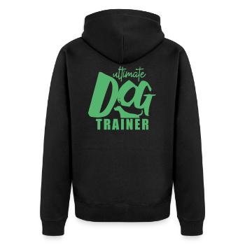 Hundeschule Hund Hundetrainer Trick Hundeerziehung - Unisex Premium Bio Zip Hoodie - Schwarz - Hinten - Nico (187cm)