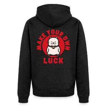 Chat chanceux Fais-toi votre propre bonheur Chine - Veste à capuche bio Premium Unisexe - noir - Dos - Nico (187cm)