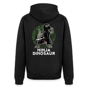 Ninja Dinosaur Martial Arts Ninjutsu Fighter - Unisex Premium Organic Zip Hoodie - black - Back - Nico (187cm)