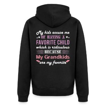 Enkelkind Kinder Favorit - Unisex Premium Bio Zip Hoodie - Schwarz - Hinten - Nico (187cm)