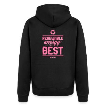 Erneuerbare Energie Erneuerbare Energie - Unisex Premium Bio Zip Hoodie - Schwarz - Hinten - Nico (187cm)