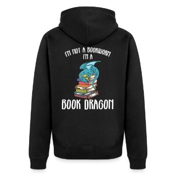I am not a bookworm but a book dragon - Unisex Premium Organic Zip Hoodie - black - Back - Nico (187cm)