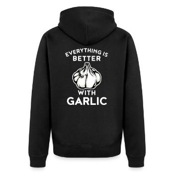 Tout est meilleur avec ail chef cuisinier cuisine - Veste à capuche bio Premium Unisexe - noir - Dos - Nico (187cm)
