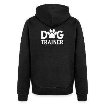 Trick Hundeschule Welpe Hund Training Hundetrainer - Unisex Premium Bio Zip Hoodie - Schwarz - Hinten - Nico (187cm)