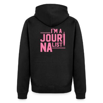 Journalistin - Unisex Premium Bio Zip Hoodie - Schwarz - Hinten - Nico (187cm)