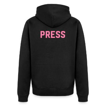 Presse Reporterin Journalistin Autor Journalismus - Unisex Premium Bio Zip Hoodie - Schwarz - Hinten - Nico (187cm)