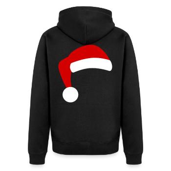 Nikolaus Weihnachtsmann Zipfel Mütze Santa - Unisex Premium Bio Zip Hoodie - Schwarz - Hinten - Nico (187cm)