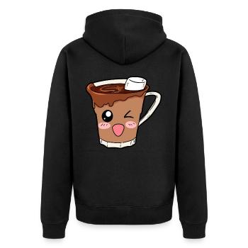 Chocolat chaud boisson boisson cadeau - Veste à capuche bio Premium Unisexe - noir - Dos - Nico (187cm)