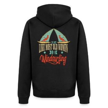 Windsurfer women windsurfer windsurfing - Unisex Premium Organic Zip Hoodie - black - Back - Nico (187cm)