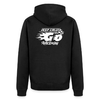 Motorsport Autorennen Rennfahrer Rennen - Unisex Premium Bio Zip Hoodie - Schwarz - Hinten - Nico (187cm)
