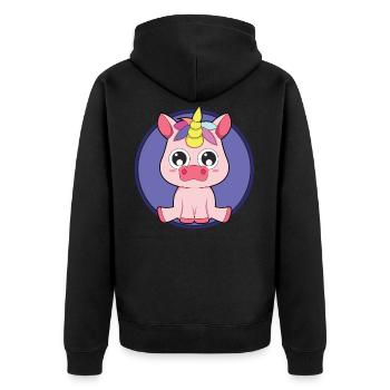 Licorne bébé animaux mignons - Veste à capuche bio Premium Unisexe - noir - Dos - Nico (187cm)