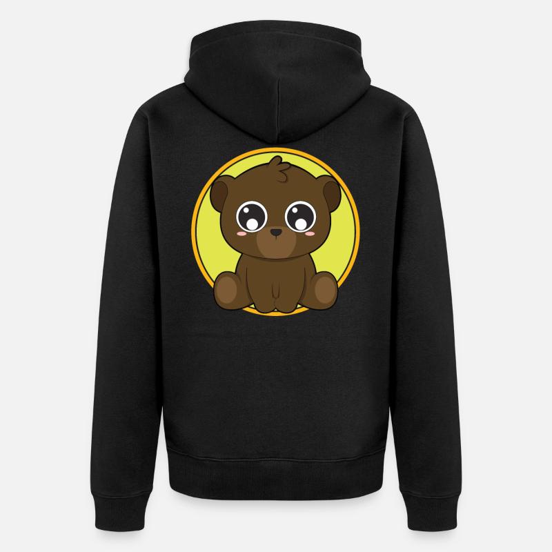 Ours mignon animaux mignons - Veste à capuche bio Premium Unisexe - noir