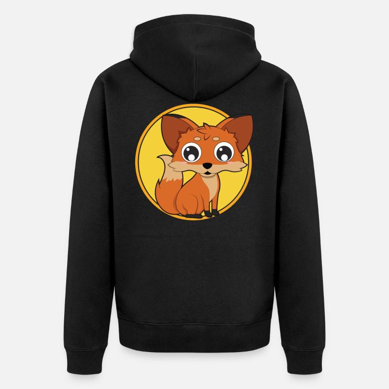 Renard bébé animaux mignons - Veste à capuche bio Premium Unisexe - noir