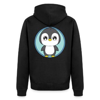 Pingouin animaux mignons pour les enfants - Veste à capuche bio Premium Unisexe - noir - Dos - Nico (187cm)