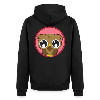 Eule niedlich Tiere - Unisex Premium Bio Zip Hoodie - Schwarz - Hinten - Nico (187cm)