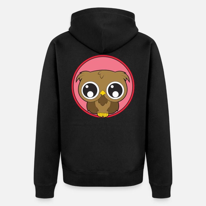Chouette animaux mignons - Veste à capuche bio Premium Unisexe - noir