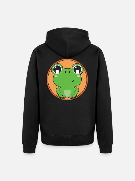 Süßer Frosch - Unisex Premium Bio Zip Hoodie - Schwarz